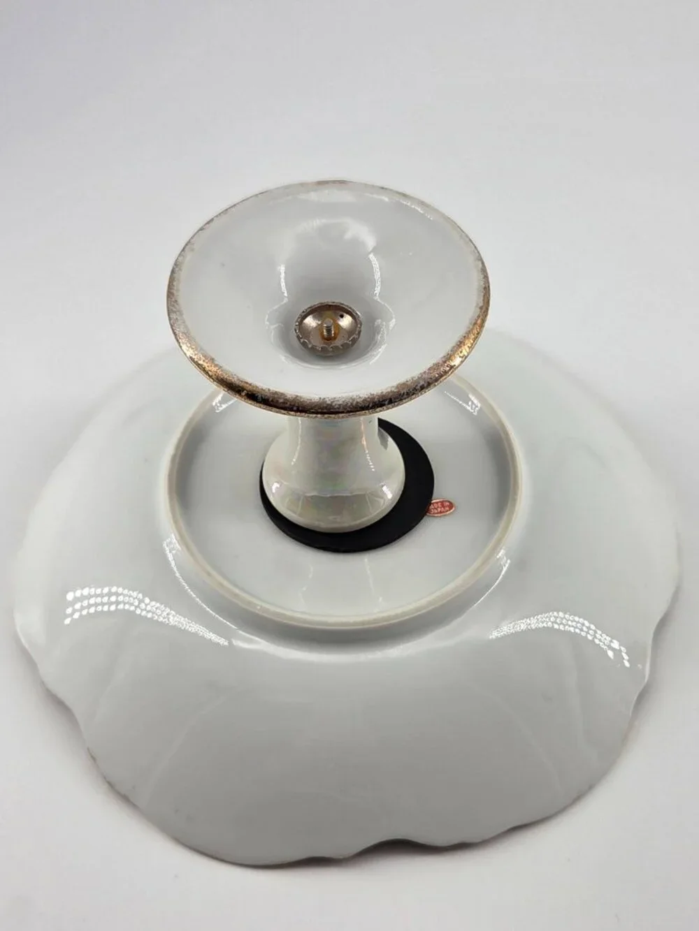 VTG 1950s Ucagco Holly Berry Lusterware Iridescent Pedestal Dish 8
